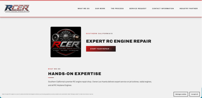 RCER website homepage screenshot